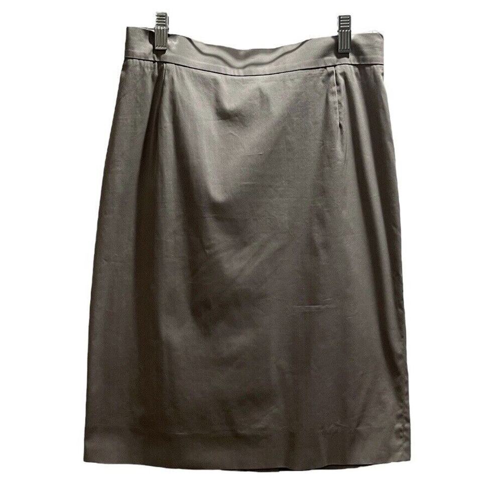 Prada Milano Straight Cotton Blend Gray Rear Zip‎ Slit Career Skirt Sz 42/US Med